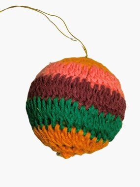 Handmade Multicolor Crochet Ornament Hacky Sack Ball Christmas Tree Decoration